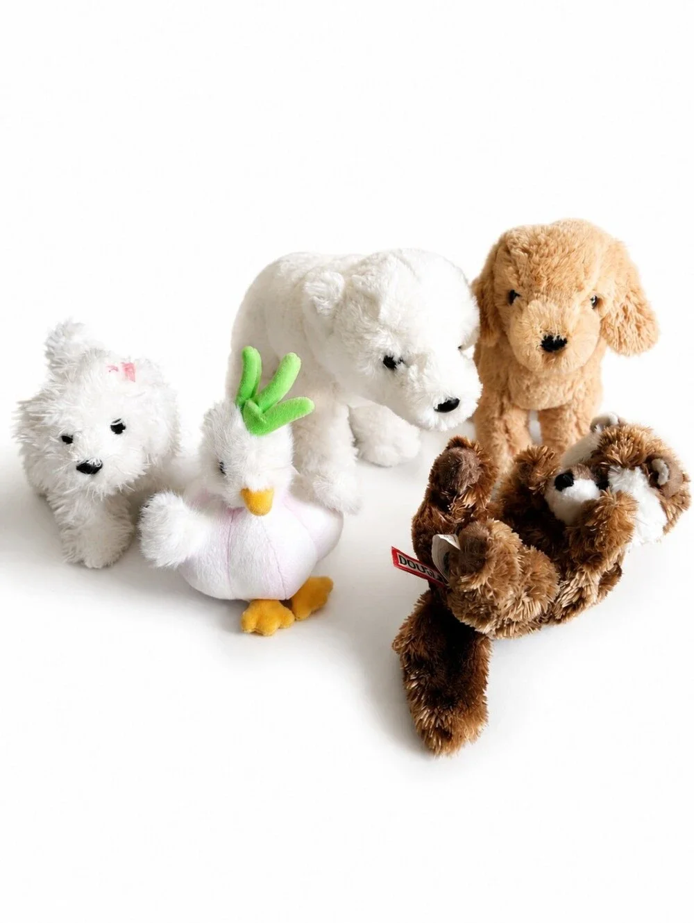 Lot of 5 Douglas Cuddle Toys Plush Vintage Stuffed Animals Polar Bear Dog Westie